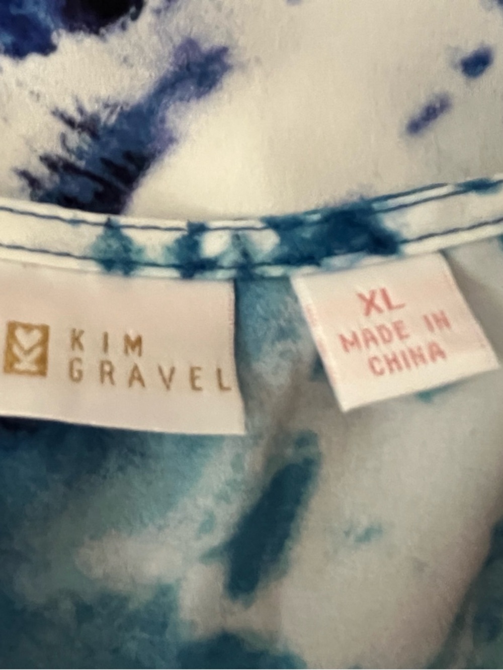 Kim Gravel Tie-Dye Poncho Top in Blue and White